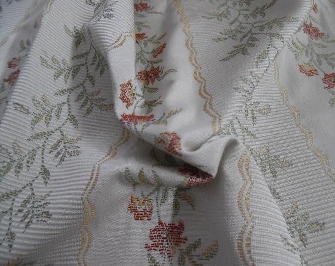 Satin Brocade~Floral Stripes~Salmon/Cream/Sage/Gold~18"x31"~Doll Acc's~Trunk Liner~Doll Furniture Upholstry Fabric