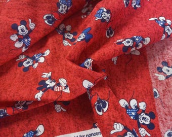 CLEARANCE! Disney Print~100% Cotton~Minnie/Mickey~Stars & Stripes~13"x45"~Doll Fabric