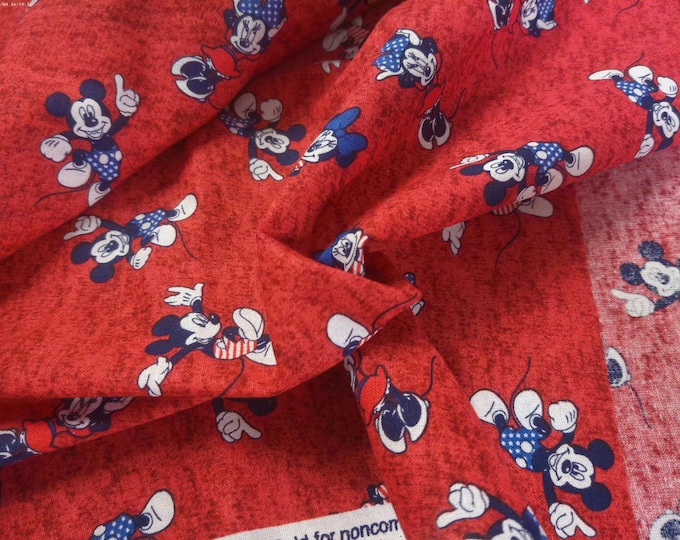 Disney Print~100% Cotton~Minnie/Mickey~Stars & Stripes~12"x45"~Doll Fabric