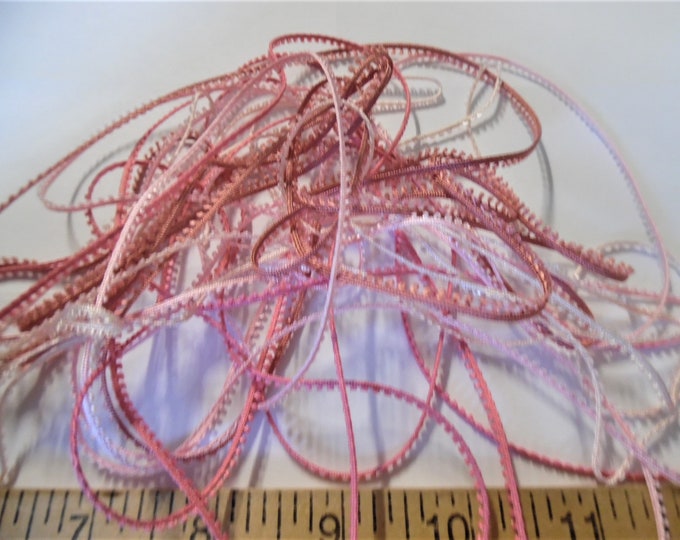 Micro Picot Eyelash Braid~1/8"~Shades of Pink~100% Rayon~4 Colors~8 Yards~Doll Dress and Hat Trim!