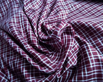 Wine and White Plaid Tissue Taffeta~9"x22"~Great 4 Miniatures~Small dolls~All dolls!
