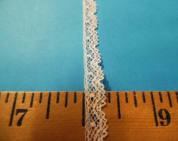 French Val Lace~White~Cotton~5/16" wide~Capital Imports~BY THE YARD~Lace R~Doll lace~Heirloom Sewing