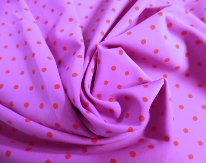 4 Way Stretch Jersey~Tiny Orange Dots on Violet Pink~12"x30"~Doll Tops, Leotards, Leggings, ect!