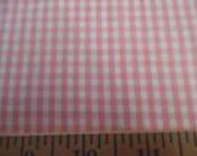 LAST! 100% Cotton Twill~Flamingo Pink and White Checks~12"x30"