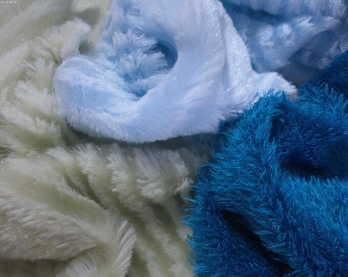 BASEMENT BARGAIN! Minky Low Pile Scrap Lot~3 Pieces