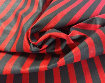 NEW! Light Weight Polished Cotton~Red/Black Stripes~20"x30"