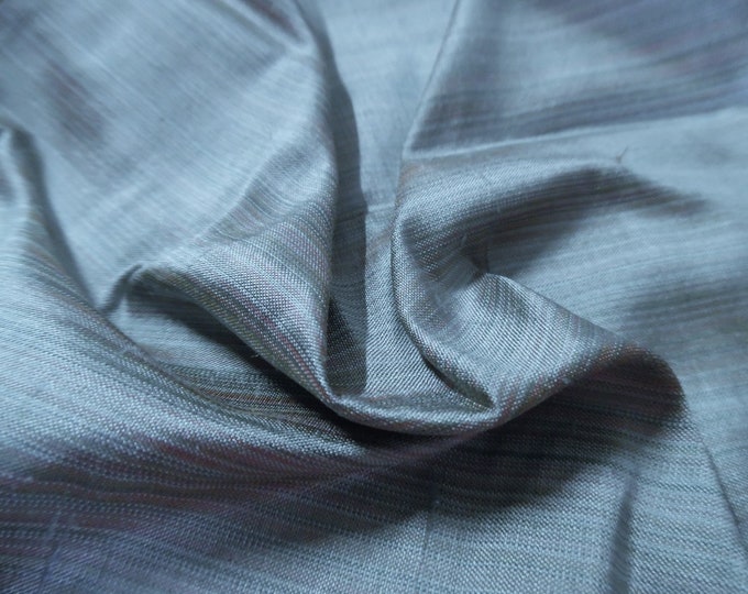READ! 100% Silk Shantung~Micro Stripes in Dusty Teal/Blue/Rust~10"x27"~Doll Fabric