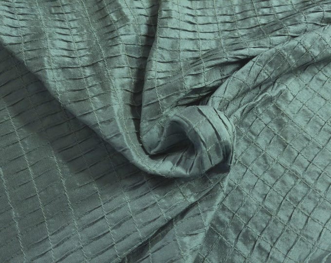 Small Grid Silk Dupioni~Seafoam Green~9"x27"