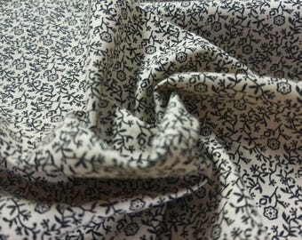 Vintage Cotton Calico~Micro Floral Of Black on Cream~18"x44"
