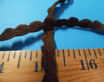 LAST! Scalloped Cotton Braid~Hand Dyed~Dark Brown~1/4"Wide x 2 Yards~Doll Trim