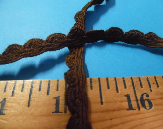 Scalloped Cotton Braid~Hand Dyed~Dark Brown~1/4"Wide x 2 Yards~Doll Trim
