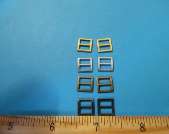 Square Metal Doll Buckle Assortment~4 Colors~3/8"x3/8"~Set 8~Modern, Antique, & Vintage Dolls