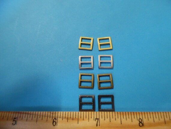 Square Metal Doll Buckle Assortment~4 Colors~3/8"x3/8"~Set 8~Modern, Antique, & Vintage Dolls