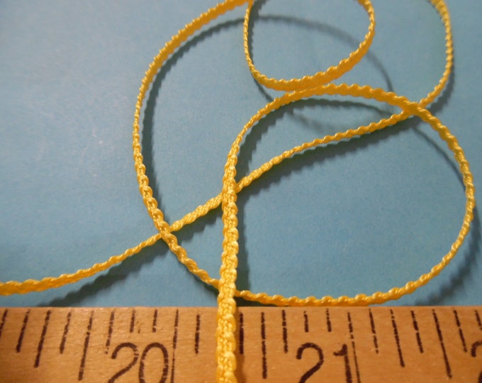 Imported Knobbly Braid~100% Rayon~2.5MM wide~Yellow~3 Yards~Doll Dress and Hat Trim!