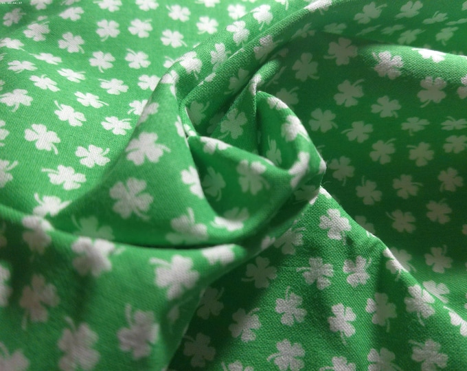 BASEMENT BARGAIN! Cotton Calico~Shamrock Print~White on Green~18"x45"