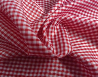 BASEMENT BARGAIN! 100% Polyester Tiny Gingham~Red/White~Silky Hand~16"x58"