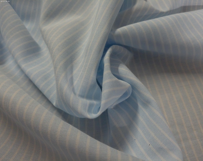 Pima Cotton Voile~White Pinstripes on Blue~Silky Hand~18"x29"