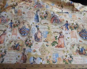 Novelty Print~Vintage Look Victorian Ladies~Lt. Weight Cotton~18"x29"~Great for Totes,Book Covers, Box Covers Ect.