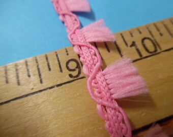 Silky 1/2" Wide Tassel Fringe~Soft Nylon~Rose Pink~By The Yard~Modern, and Vintage Dolls~Flapper