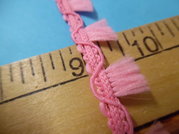 Silky 1/2" Wide Tassel Fringe~Soft Nylon~Rose Pink~By The Yard~Modern, and Vintage Dolls~Flapper