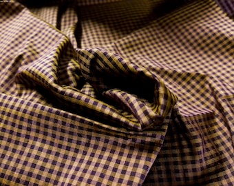 Tiny Check Silk Taffeta~Shades of Dark Plum~9"x27"