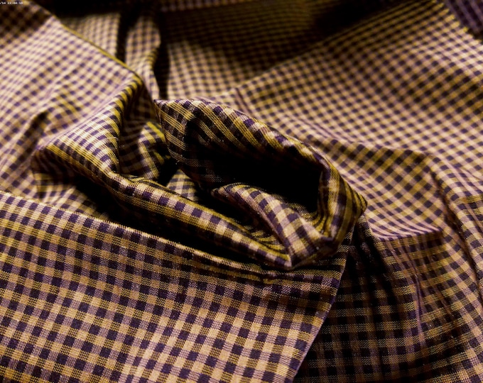 Tiny Check Silk Taffeta~Shades of Dark Plum~9"x27"