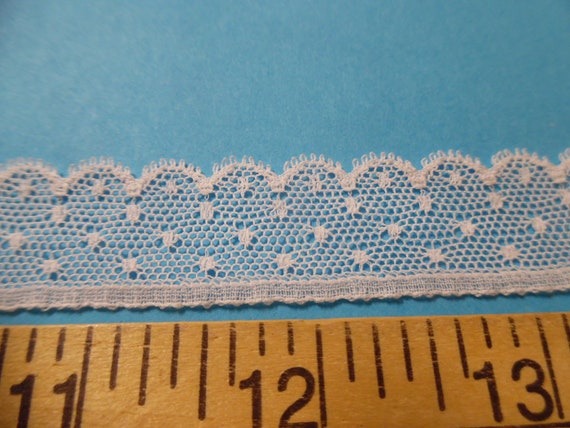 French Val Scalloped Dotted Net Lace~White~Cotton~3/4"~Capital Imports~BY THE YARD~Dolls~Heirloom Sewing