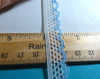 Scalloped Edge Lace~Blue & White~1/2"Wide x Two Yards