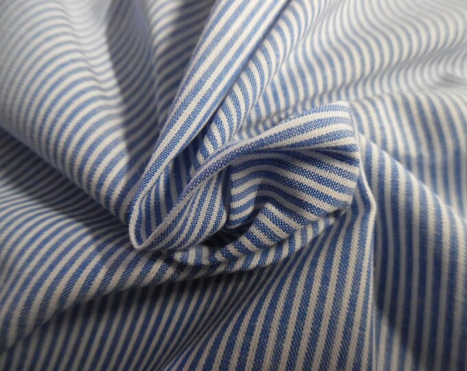 LAST! Lt. Wt. Cotton Lawn~Micro Stripes~Blue/White~13.5"x29"~Great Doll Fabric