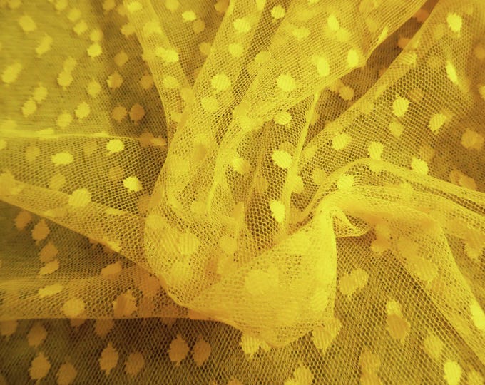 Dot Pattern on Soft Netting~Daffodil Yellow~No Stretch~18"x44"~Doll Fabric~Great For Overlays