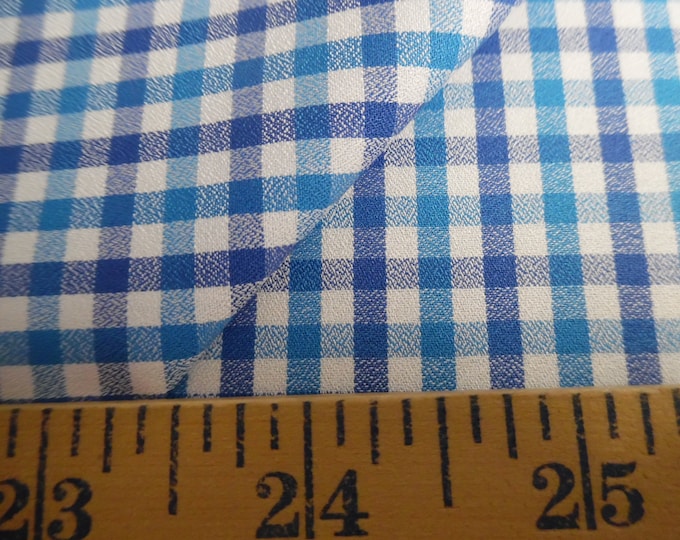 LAST PIECE! Plaid Pima Cotton~Aqua/Royal Blue/White~18"x28"~Great Doll Fabric