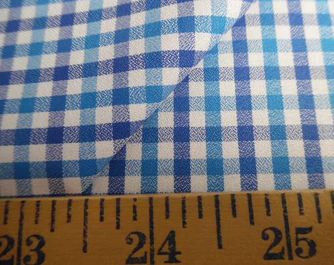 Plaid Pima Cotton~Aqua/Royal Blue/White~12"x56"~Great Doll Fabric