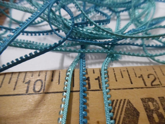 Micro Picot Eyelash Braid~1/8"~Shades of Aqua~100% Rayon~3 Colors~6 Yards~Doll Dress and Hat Trim!