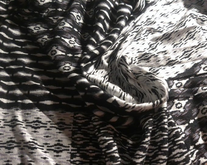 Rayon Tissue Jersey~Cutter Design~Black/Gray/White~37"x28"