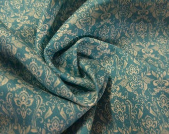 Cotton Sateen-Edwardian Fleur De Lis Print~Blue/Cream~12"x29"