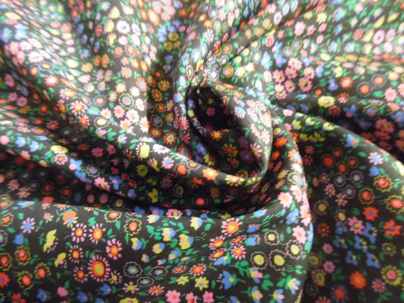 Liberty of London Tana Cotton Lawn~Micro Floral~Multi-Color on Black~12"x27"~Doll Fabric