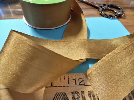 Wide Silk Ribbon~33MM x 1 Yard~GOLD~Doll Dress and Hat Trim