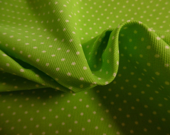 Light Weight Cotton Pique~White Pin Dots on Apple Green~12"x30"~Doll Fabric