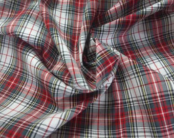 Small Tartan Plaid Cotton Lawn~Red/Hunter Green/White~18"x30"