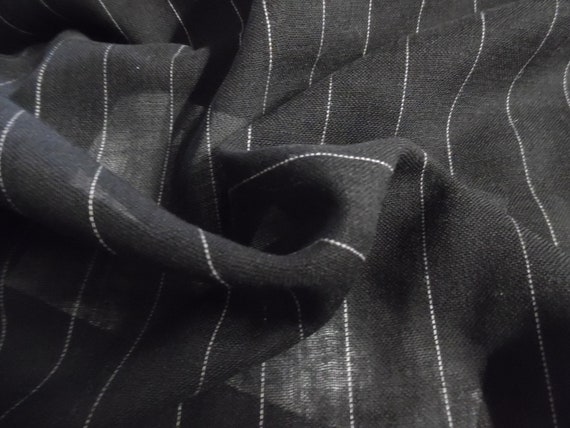 100% Wool Gauze~Pinstripe on Black~18"x27"~Very Light Weight~Doll Fabric