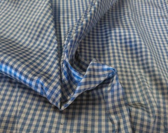 Remnant~Tiny Check Silk Taffeta~Blue/Oyster~14"x31"