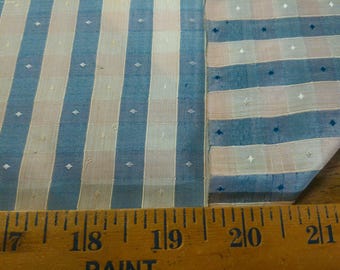 Silk Jacquard~Pink/White/French Blue Checks~18"x23"~Reversible