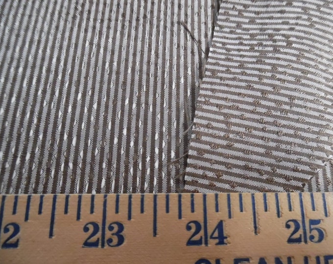 Micro Stripe 100% Silk Jacquard~Brown & Tan~Reversible~9"x27"~Doll Fabric