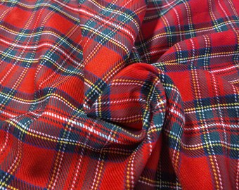 Brushed Cotton Twill~Tartan Plaid~Red/Blue/White~18"x30"