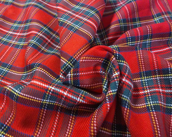 Brushed Cotton Twill~Tartan Plaid~Red/Blue/White~18"x30"
