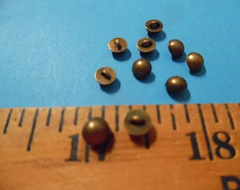 Metal shank doll buttons~Smooth Dome~6MM~Antique Bronze~Set of Ten~Modern, Antique & Vintage Dolls
