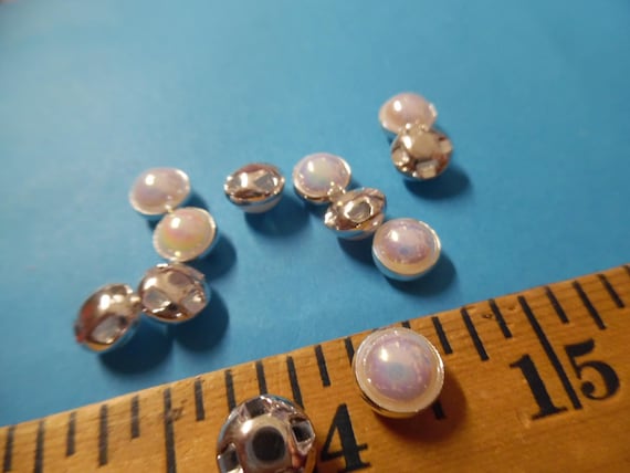 BASEMENT BARGAIN~10MM Buttons~White Pearl~Silver Setting~12Pc's