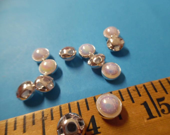 BASEMENT BARGAIN~10MM Buttons~White Pearl~Silver Setting~12Pc's