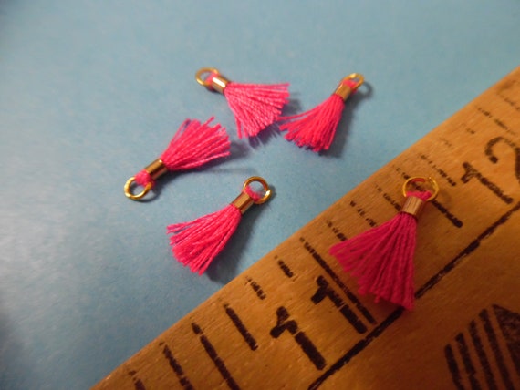 Itty Bitty Tassels~Dark Rose Pink~Set of Five~Tiniest I Can Find~Great 4 Adorning Doll Clothing~Accesories~Modern, Antique, & Vintage Dolls