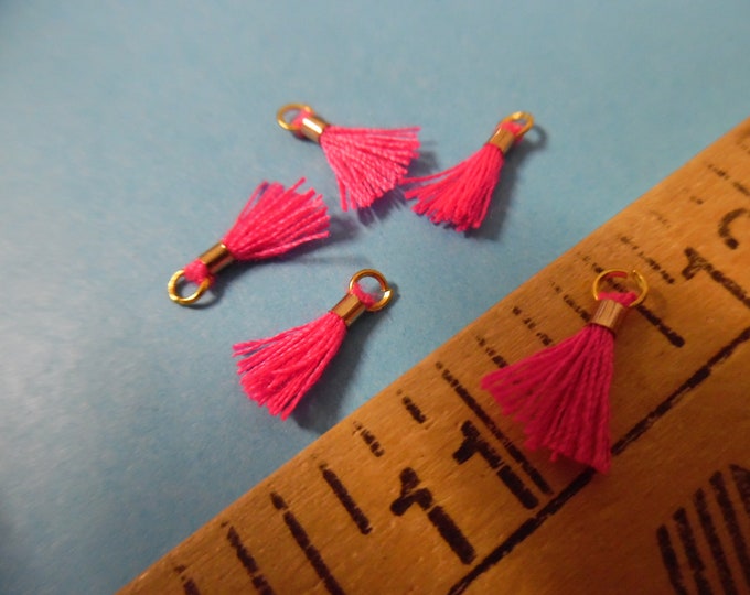 Itty Bitty Tassels~Dark Rose Pink~Set of Five~Tiniest I Can Find~Great 4 Adorning Doll Clothing~Accesories~Modern, Antique, & Vintage Dolls